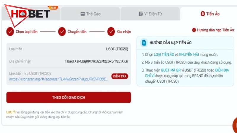 Xác nhận giao dịch nạp tiền HDBET thành công